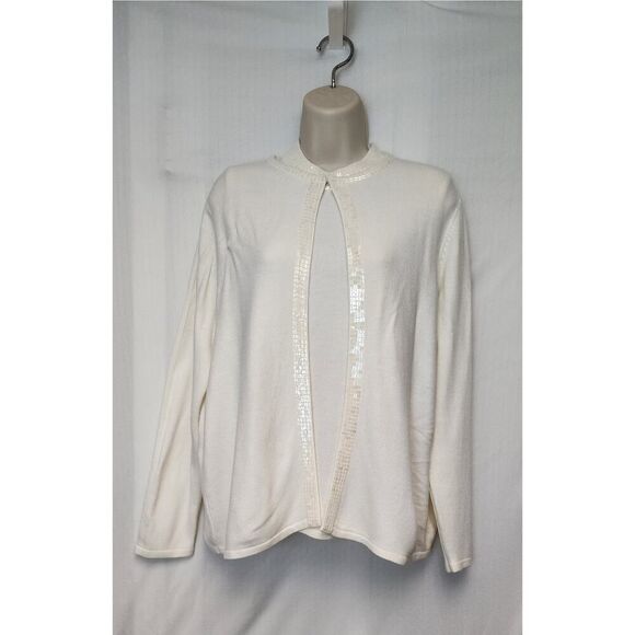 Vintage Designers Originals 2PC Cardigan Sweater  Size Large Color Cream - Picture 6 of 10